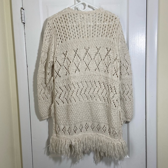 En Creme Bohemian Open Weave Chunky Knit Long Cardigan - Picture 11 of 11